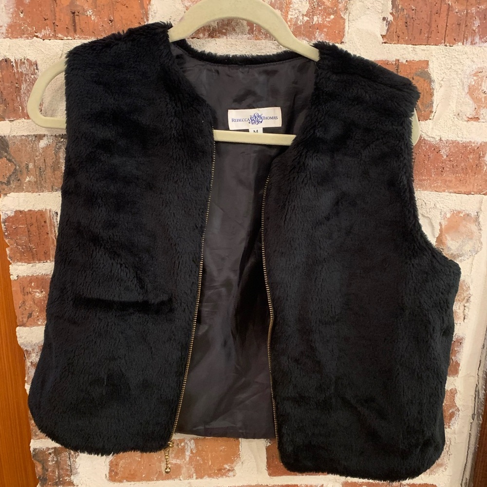 Rebecca Thomas fur vest with zipper